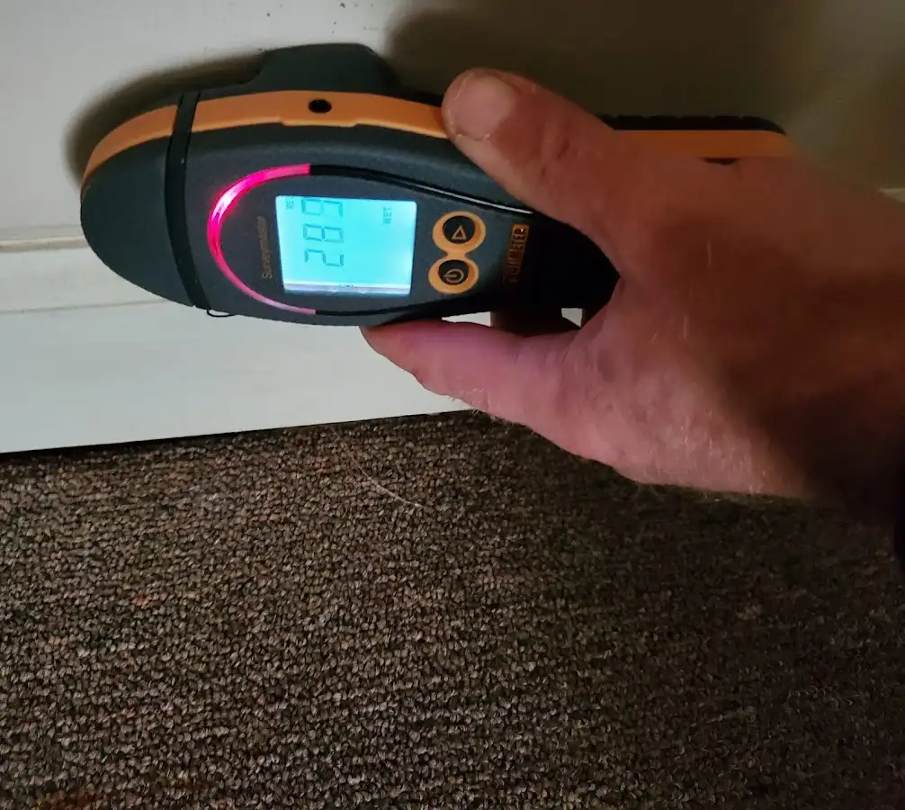 Moisture detection at baseboard during Storm Damage Restoration in North Huntingdon